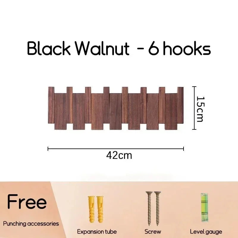 Horizontal Wood Wall Hook Rack