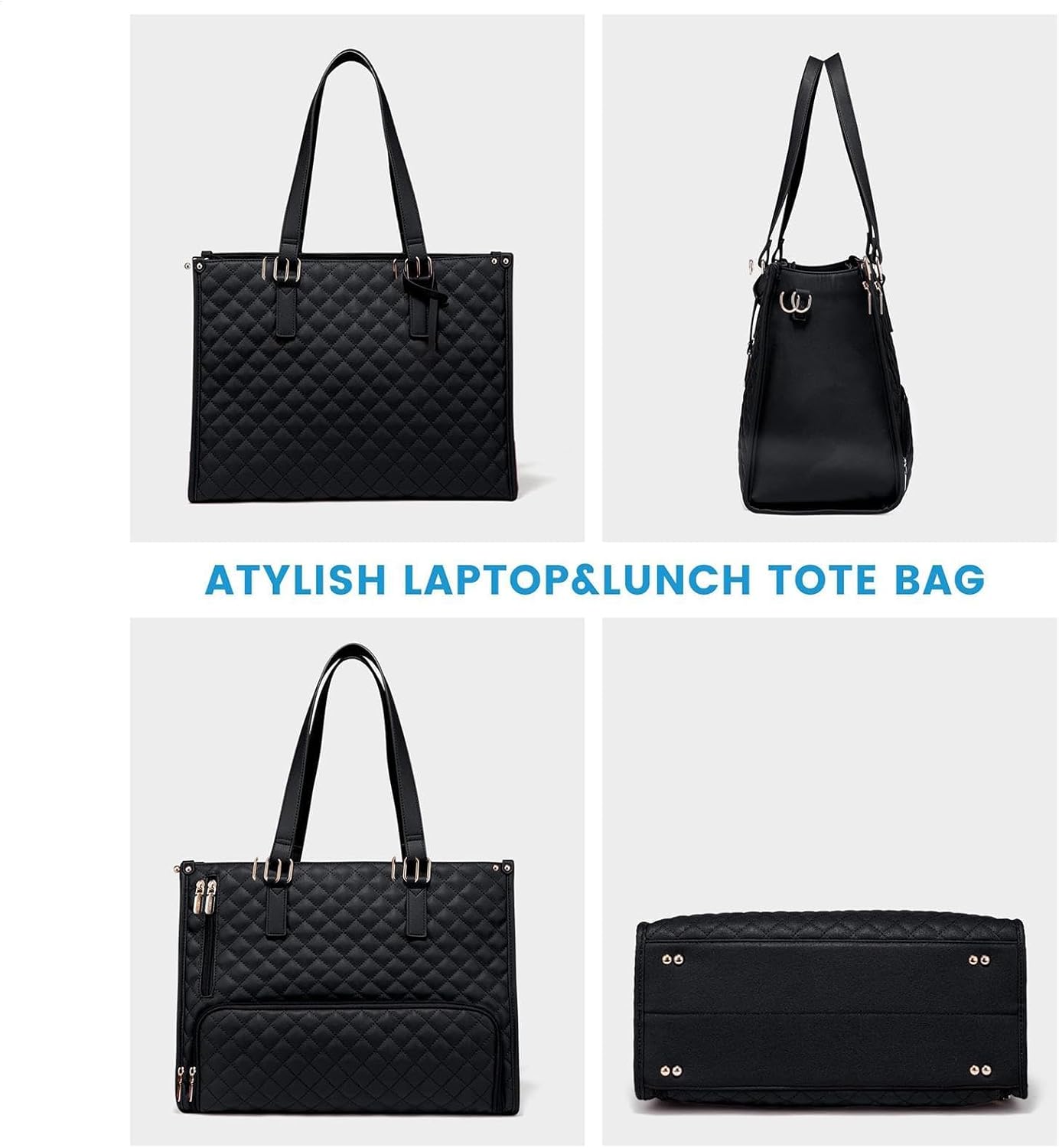 2-in-1 Insulated Lunch Bag Tote | Quilted Laptop Cooler