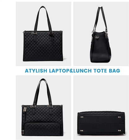 2-in-1 Insulated Lunch Bag Tote | Quilted Laptop Cooler