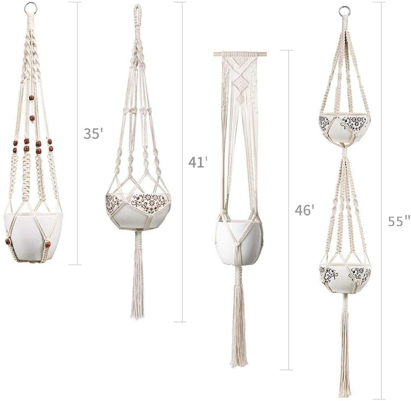 4-Piece Macrame Plant Hanger Set