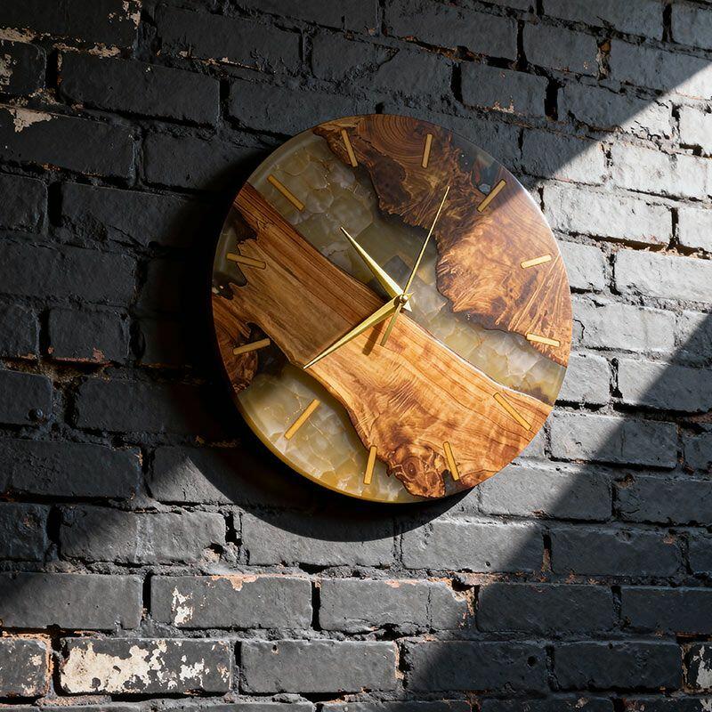Clear Resin & Wood Fusion Wall Clock