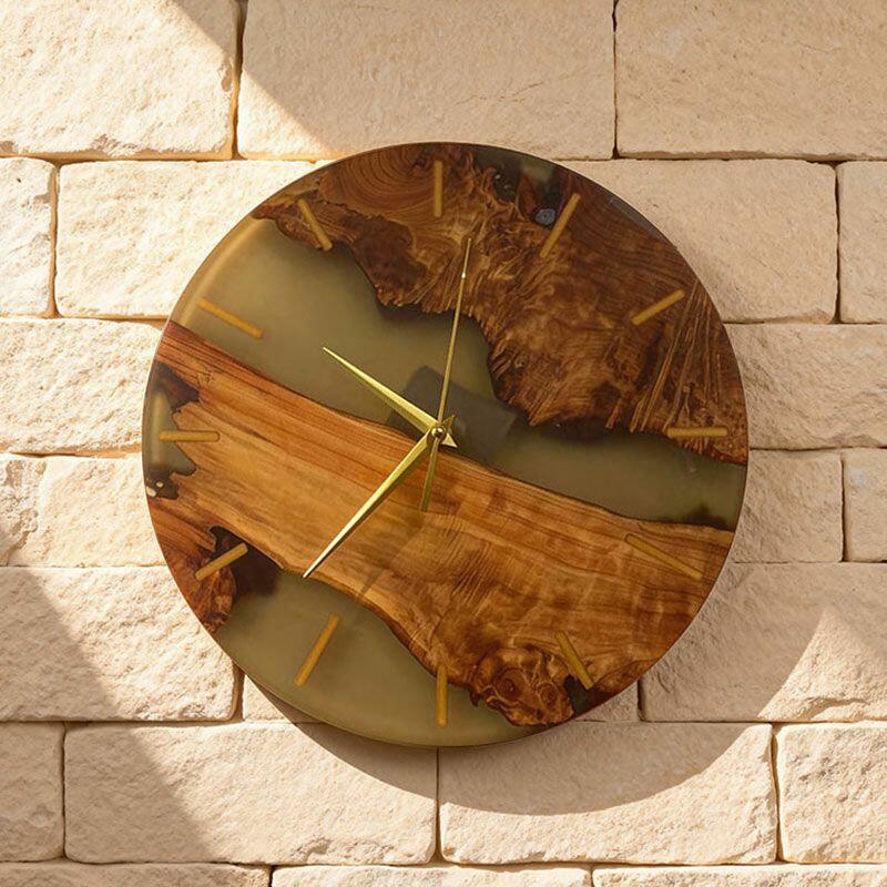 Clear Resin & Wood Fusion Wall Clock