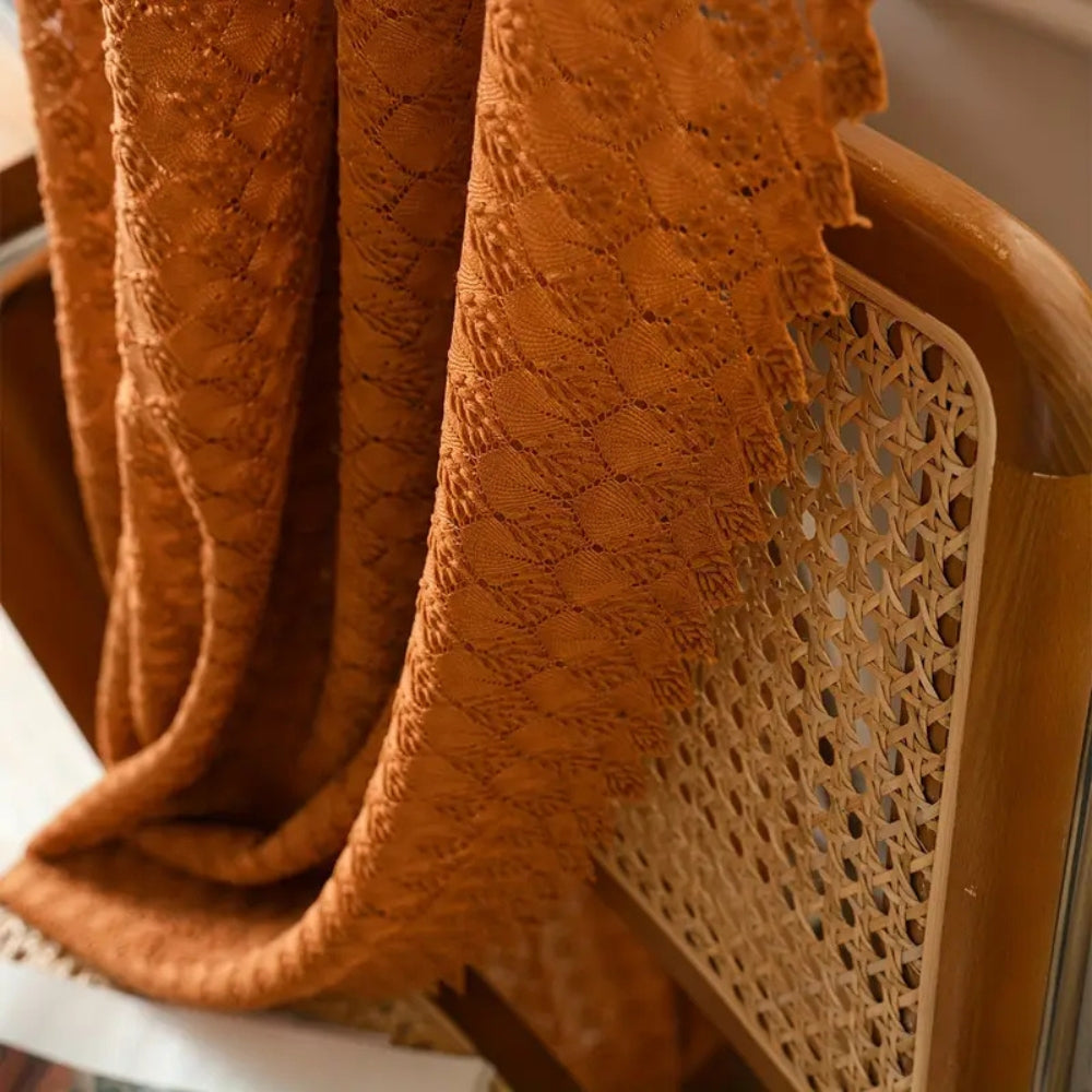 Amber Boho Crochet Curtain Panel