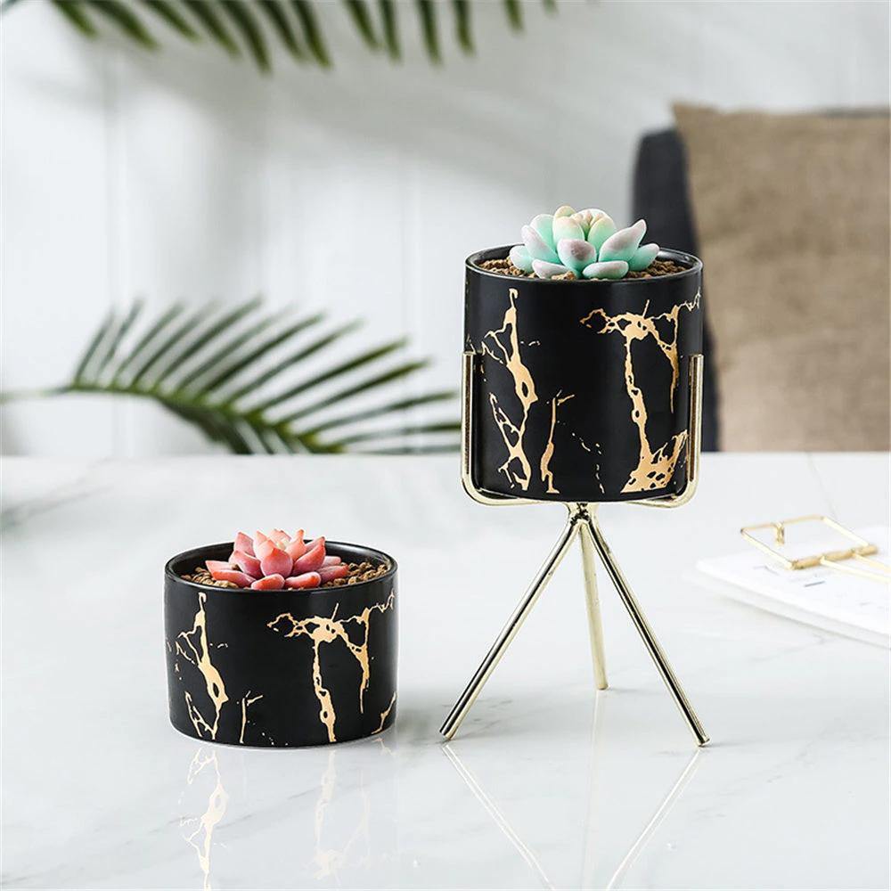 Geometric Marble Ceramic Planter Pot