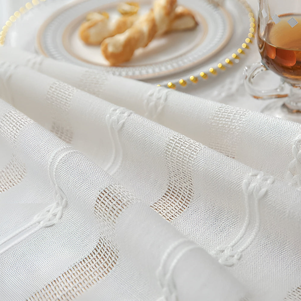Blue Striped Table Runner | Fabric with Tassels