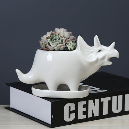 Dinosaur Succulent Planter Pot with Drainage Tray