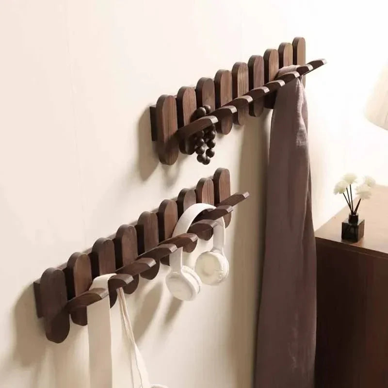 Slatted Wood Wall Coat Rack