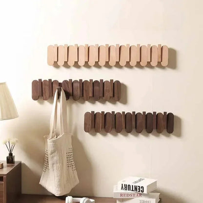 Slatted Wood Wall Coat Rack