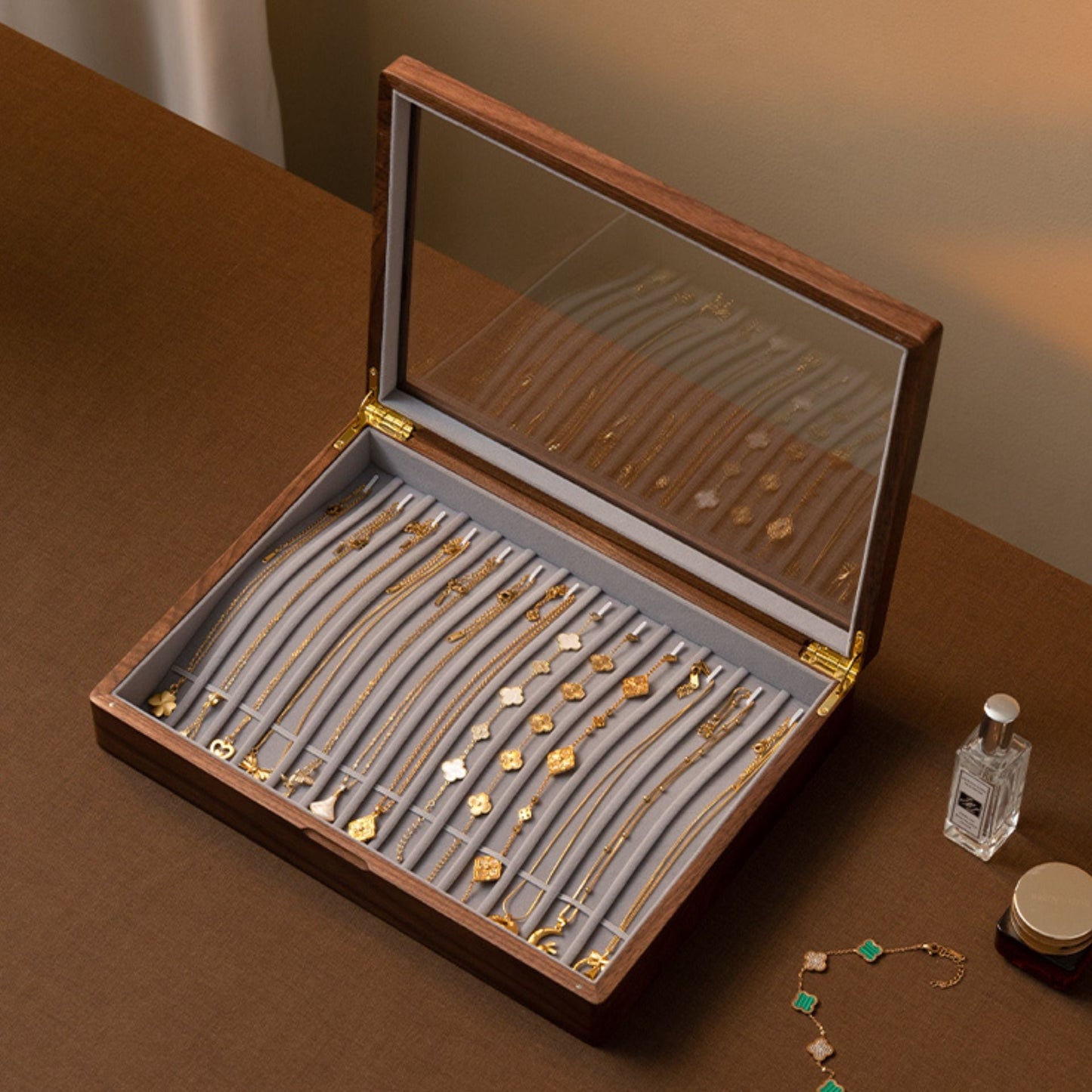 Solid Walnut Necklace Storage Box