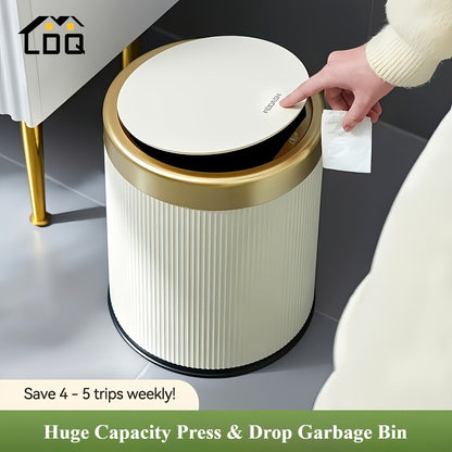Oval Press Top Trash Can with Dual Inner Bucket