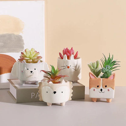 Square Animal Ceramic Succulent Planter Set