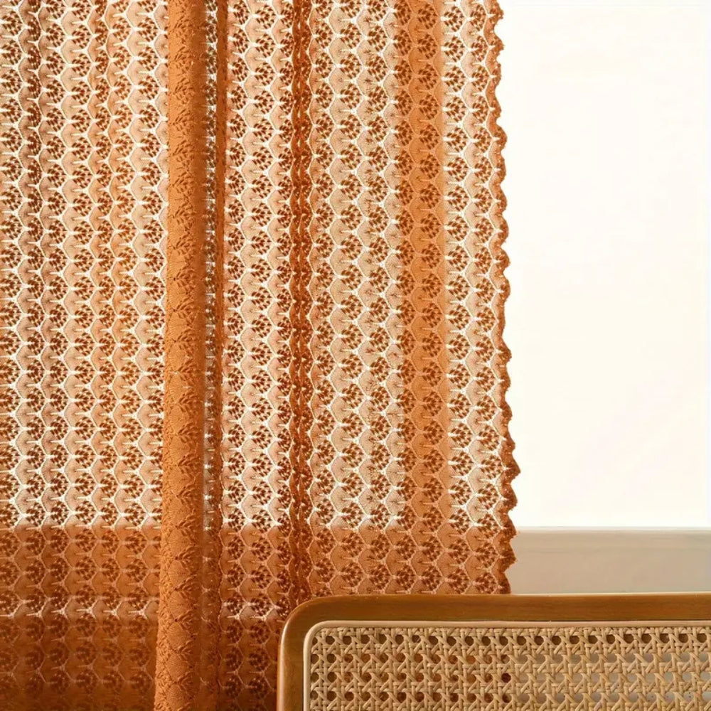 Amber Boho Crochet Curtain Panel