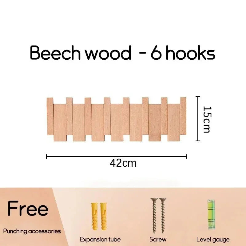 Horizontal Wood Wall Hook Rack