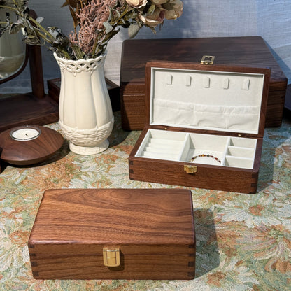 Walnut Jewelry Box with Green Velvet Lining