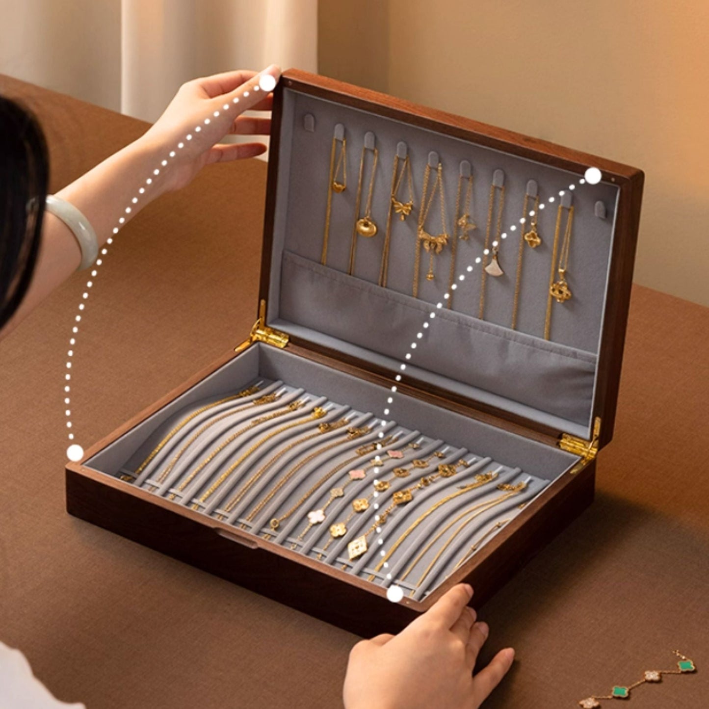 Solid Walnut Necklace Storage Box