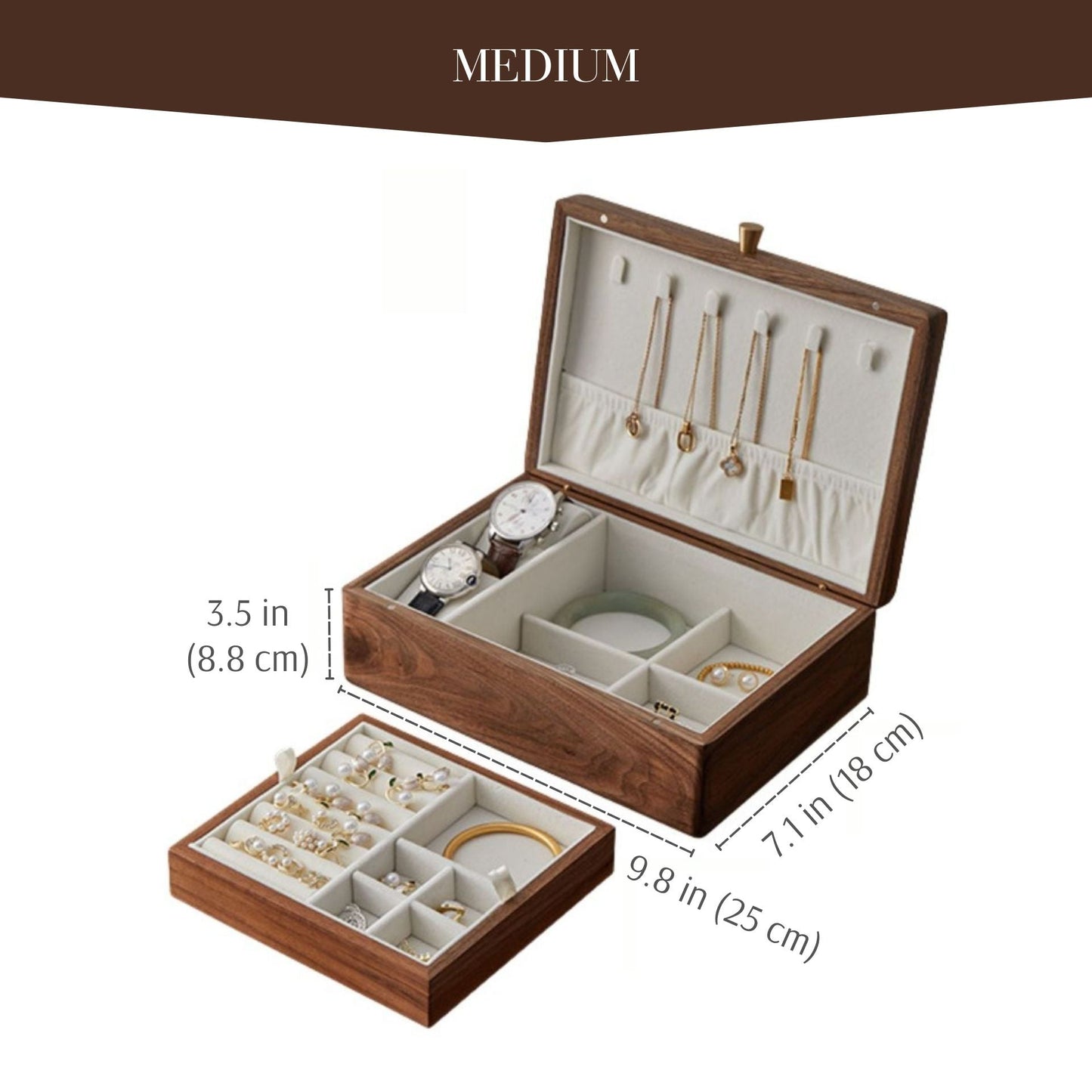 Walnut Jewelry Box with Lift Out Tray