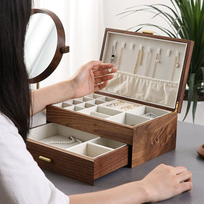 Walnut Jewelry Box with Necklace Organizer