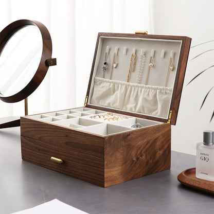 Walnut Jewelry Box with Necklace Organizer