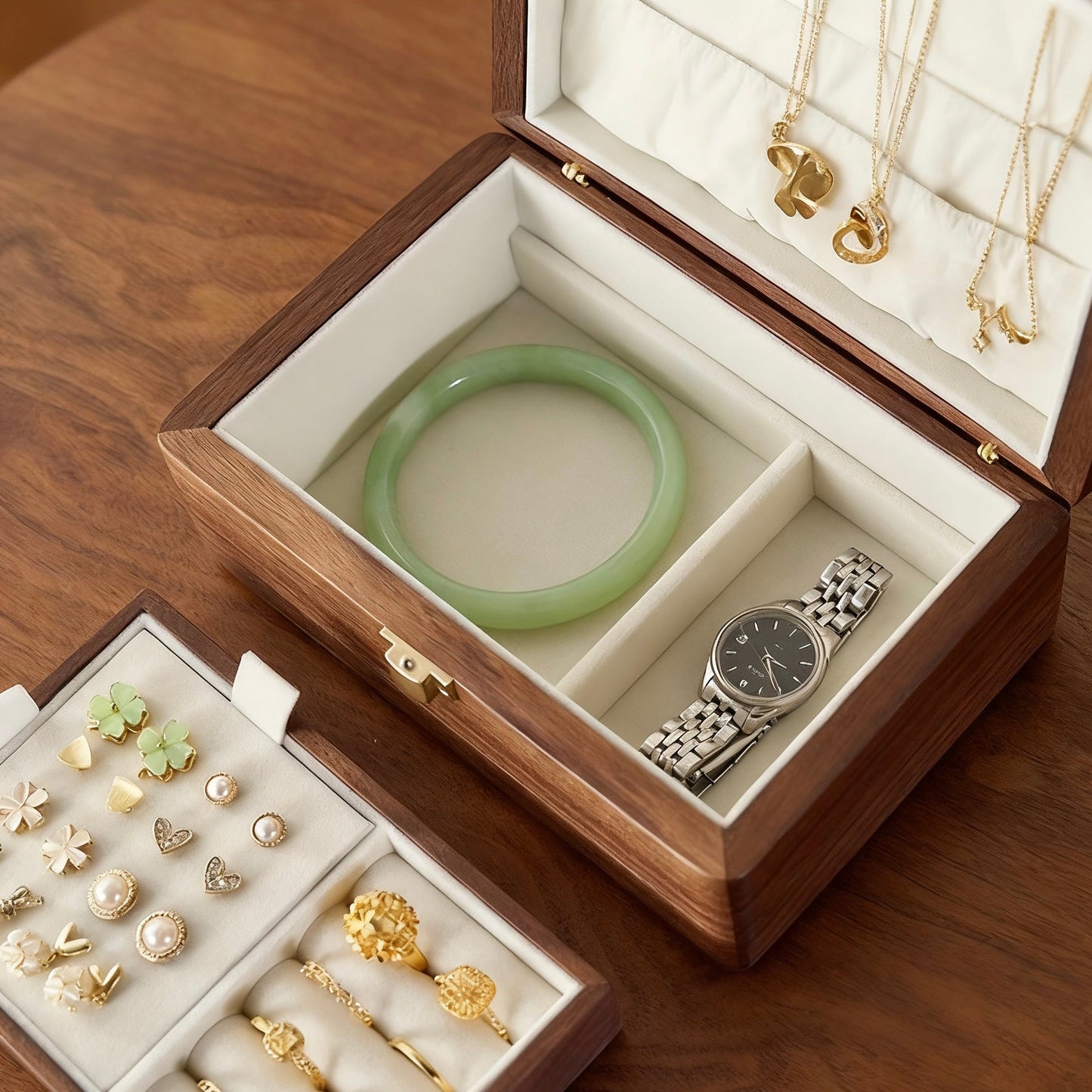 Minimalist Walnut Jewelry Storage Box