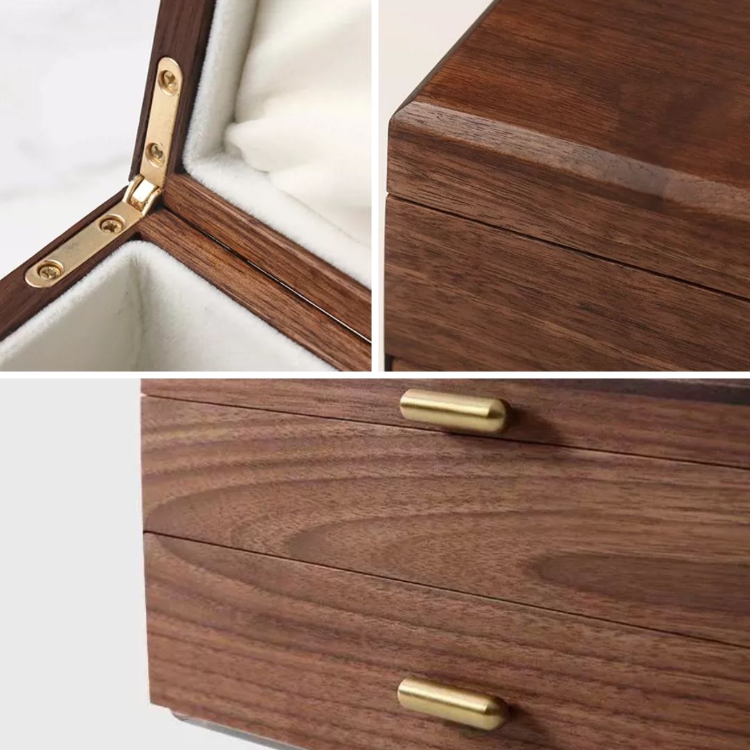 Walnut Jewelry Box with Necklace Organizer