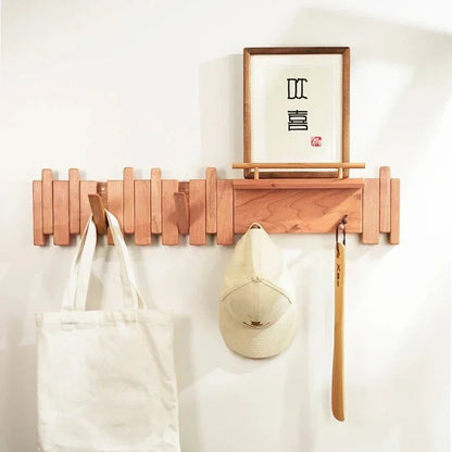 Dark Wood Entryway Wall Coat Rack