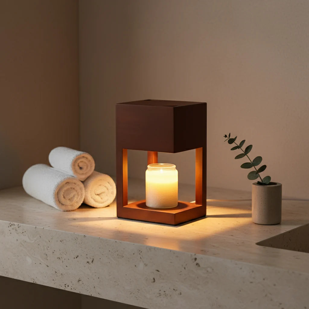 Wood Frame Candle Warmer Lamp