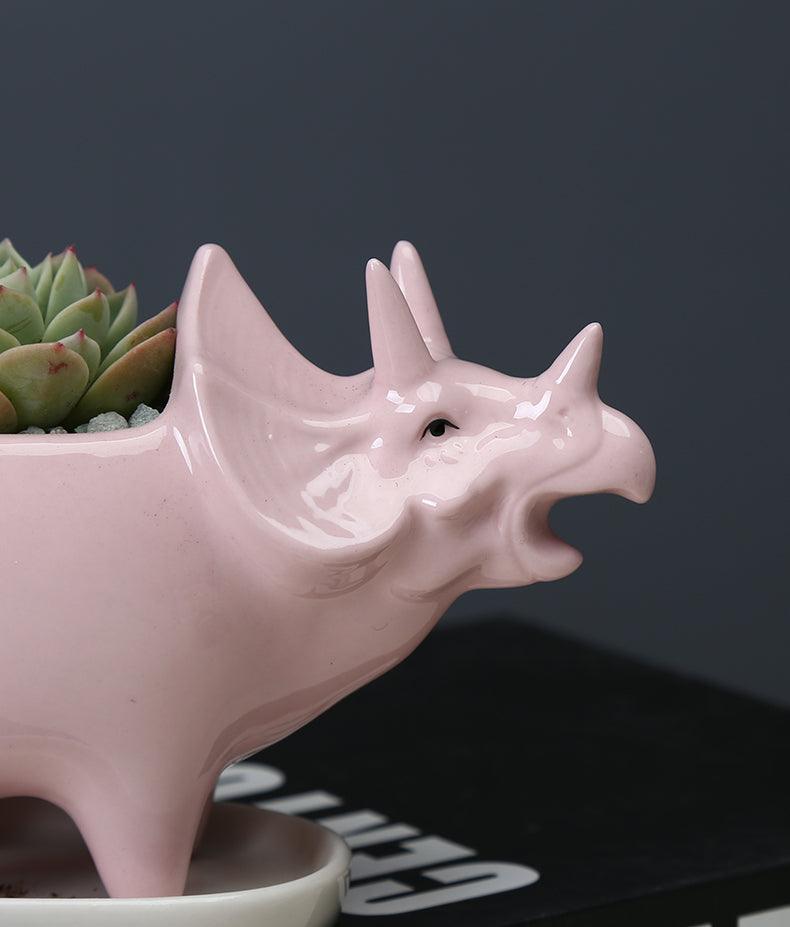Dinosaur Succulent Planter Pot with Drainage Tray