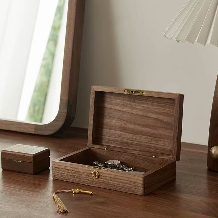 Minimalist Walnut Watch Box with Lock