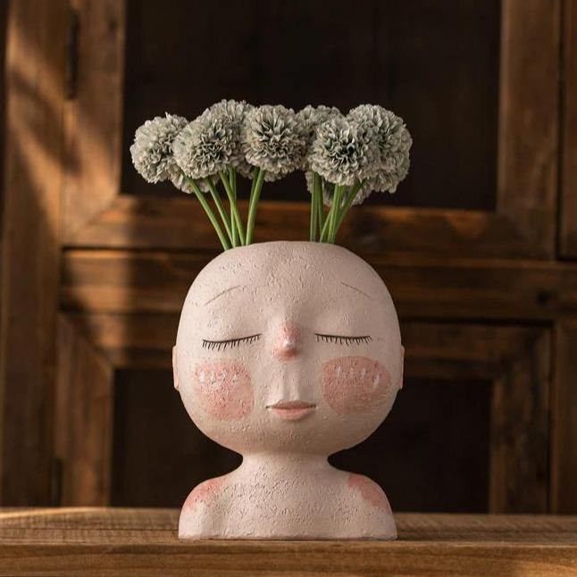 Sleeping Face Planter Vase