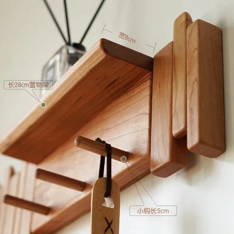 Dark Wood Entryway Wall Coat Rack