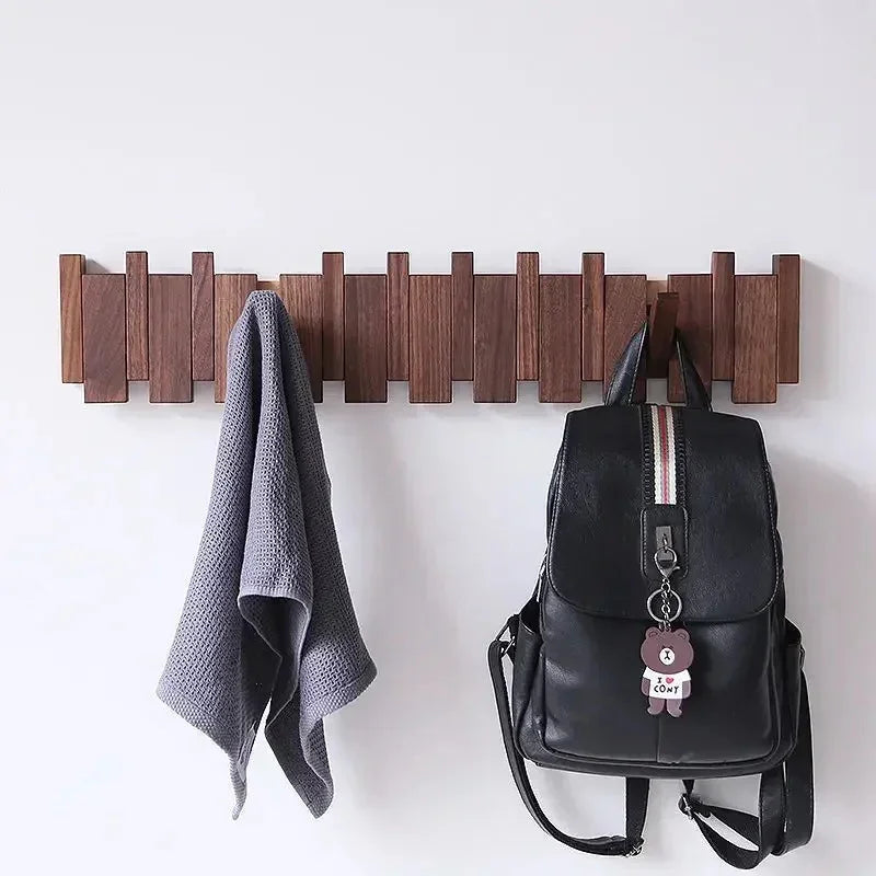 Horizontal Wood Wall Hook Rack