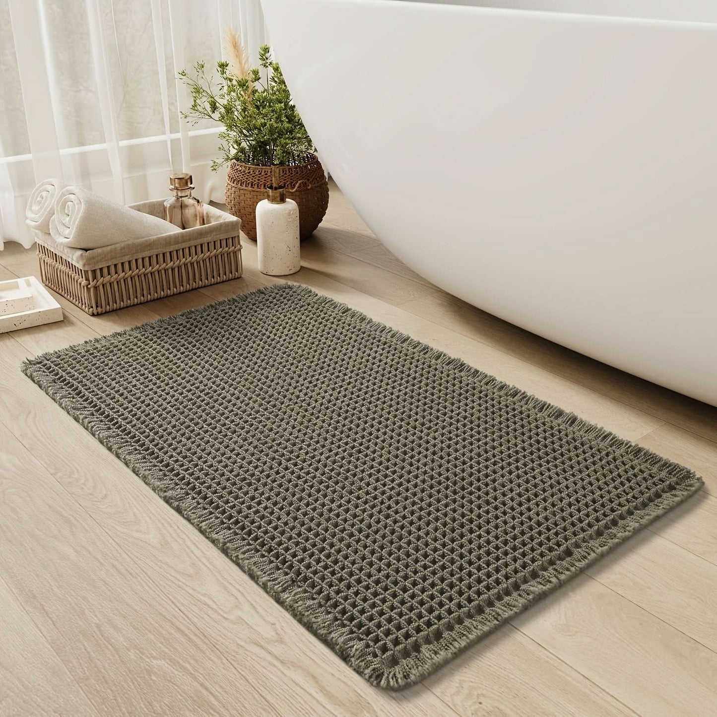 AbsorbEase | Waffle Bath Mat – Ultra-Absorbent Cotton Design 0