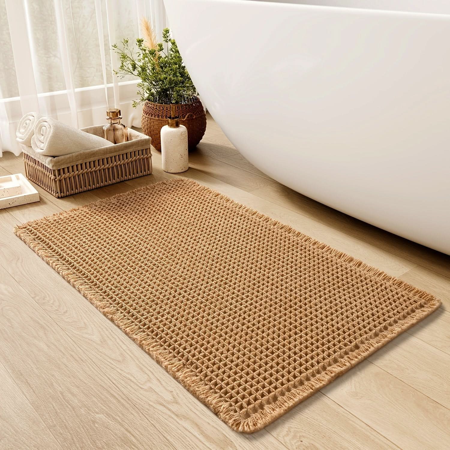 AbsorbEase | Waffle Bath Mat – Ultra-Absorbent Cotton Design 1