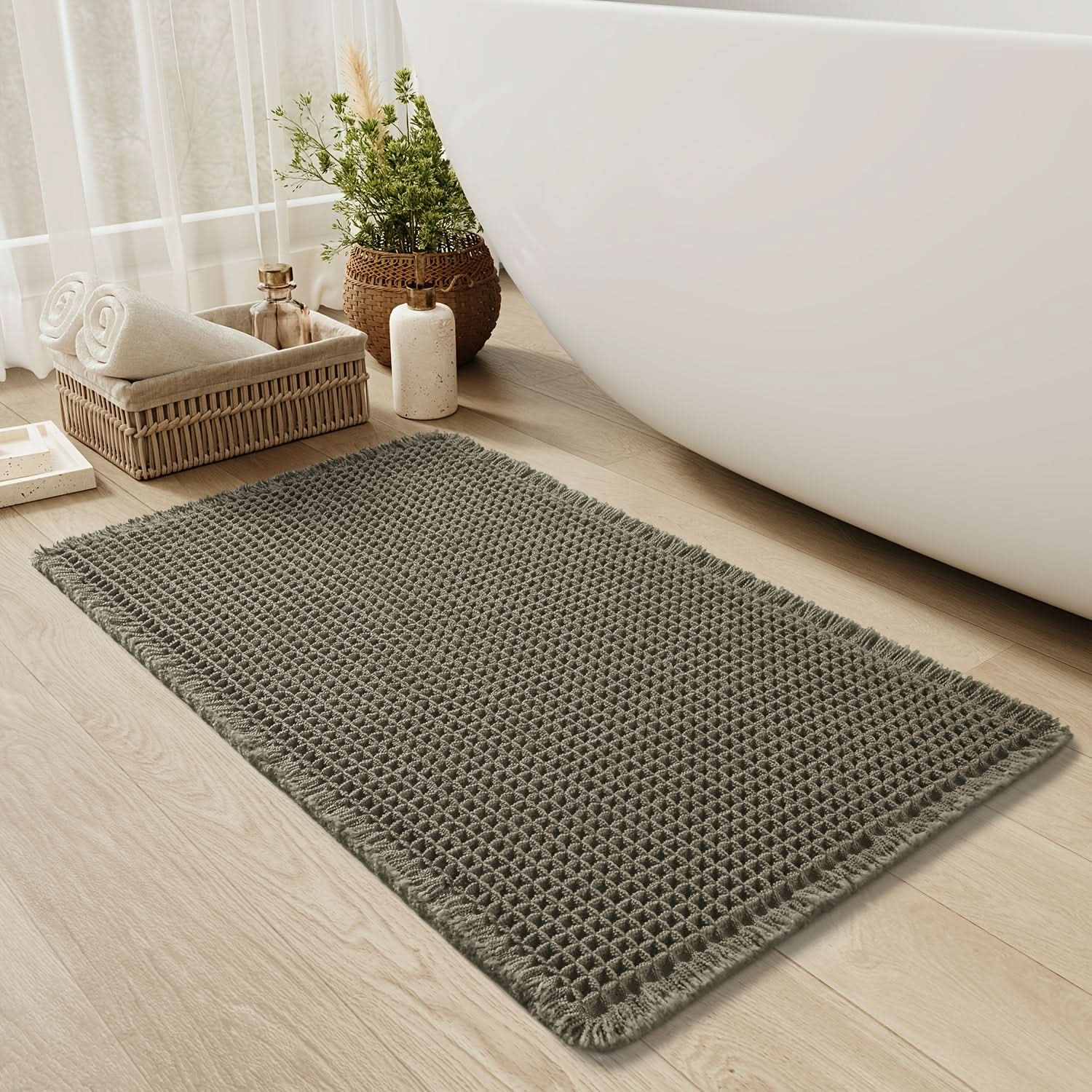 AbsorbEase | Waffle Bath Mat – Ultra-Absorbent Cotton Design 2
