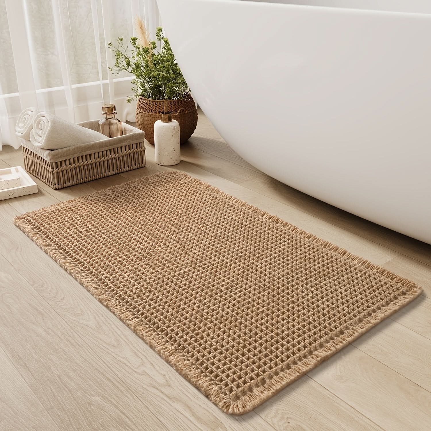 AbsorbEase | Waffle Bath Mat – Ultra-Absorbent Cotton Design 4