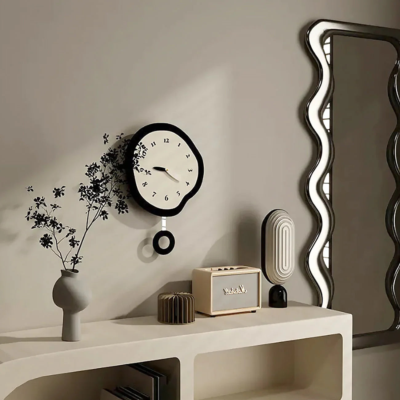 Abstract Distorted Pendulum Wall Clock