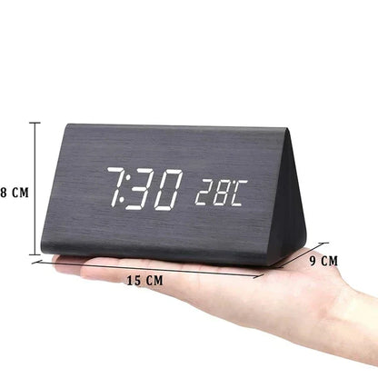 Smart LED Alarm Clock | Voice-Activated Modern Wooden Clock