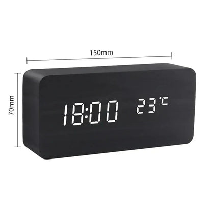 Smart LED Alarm Clock | Voice-Activated Modern Wooden Clock