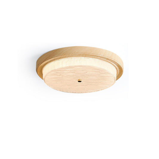 Wood Trim Round Flush Mount Ceiling Light
