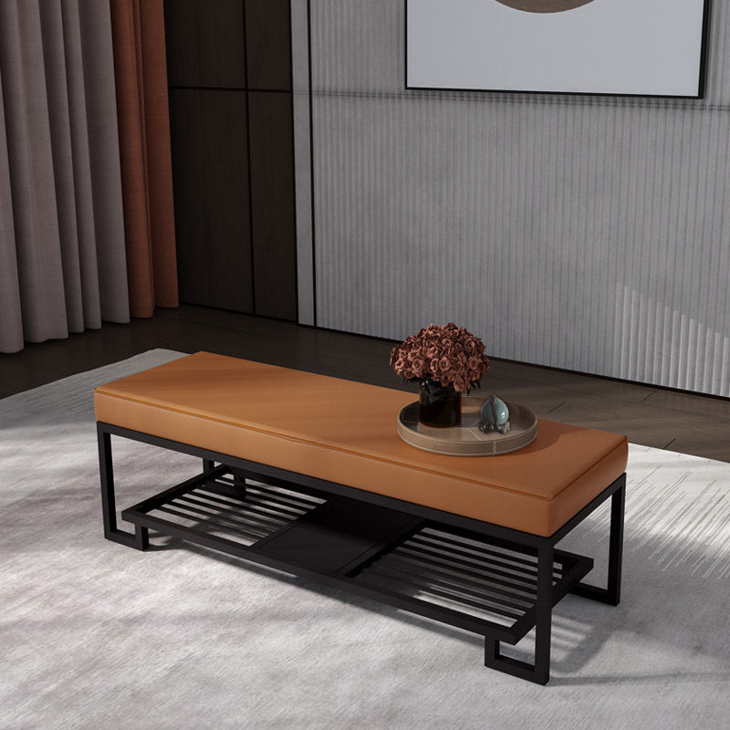 Upholstered Shoe Bench 2 Tier Iron Frame