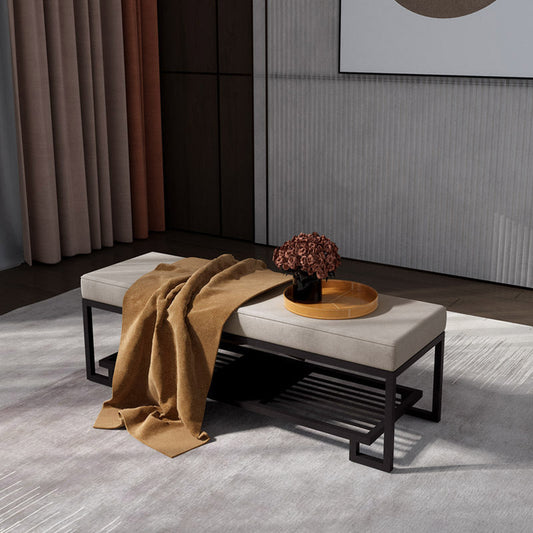 Upholstered Shoe Bench 2 Tier Iron Frame