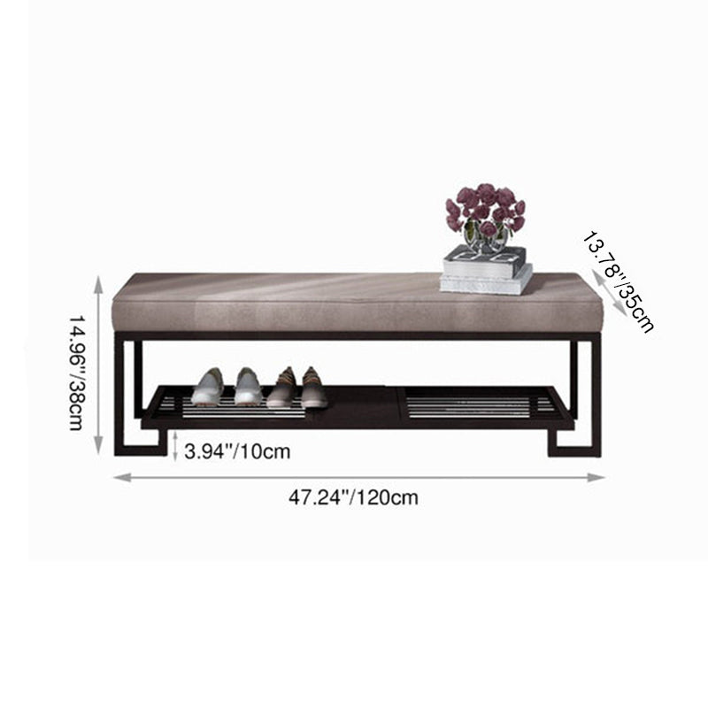 Upholstered Shoe Bench 2 Tier Iron Frame