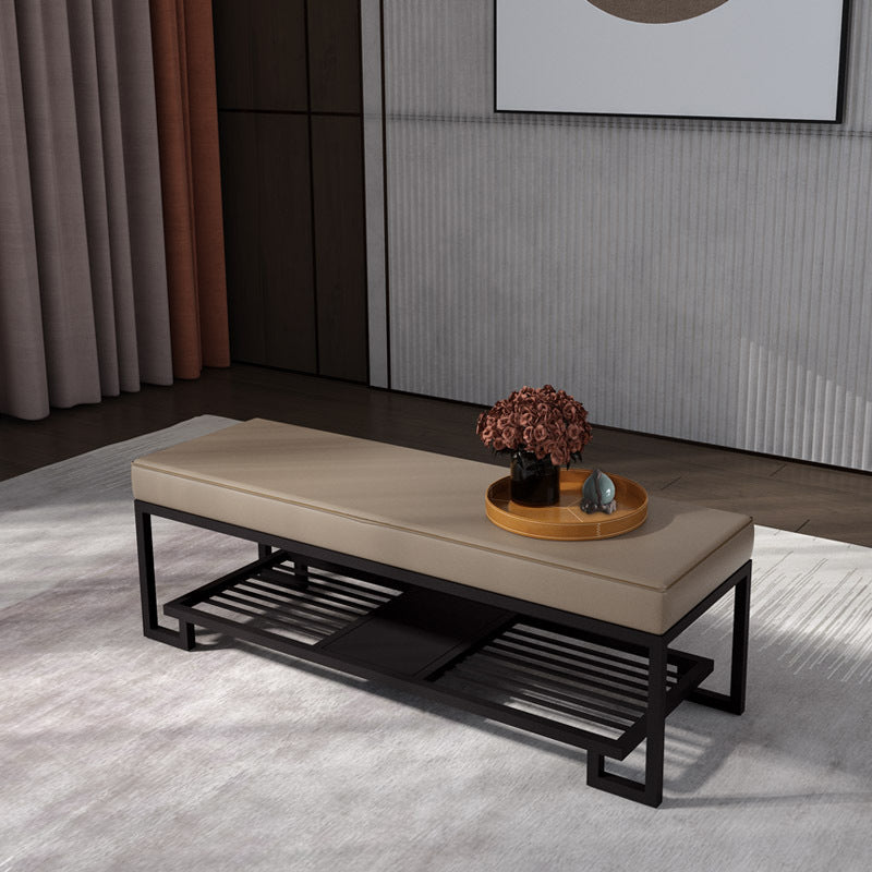 Upholstered Shoe Bench 2 Tier Iron Frame