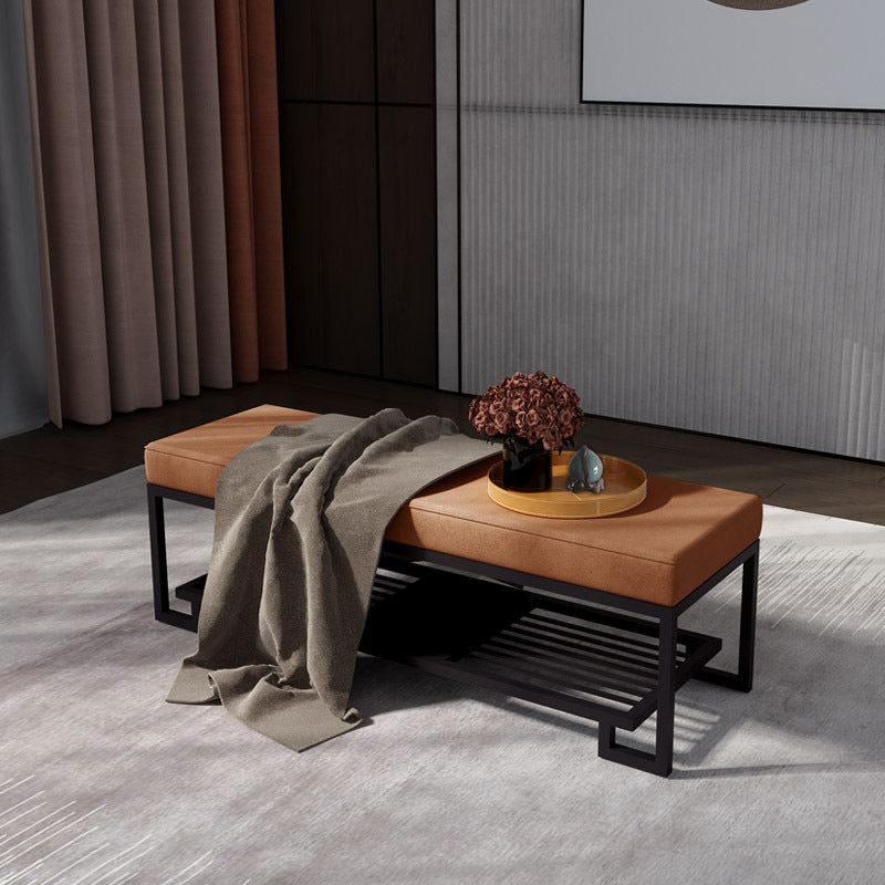 Upholstered Shoe Bench 2 Tier Iron Frame