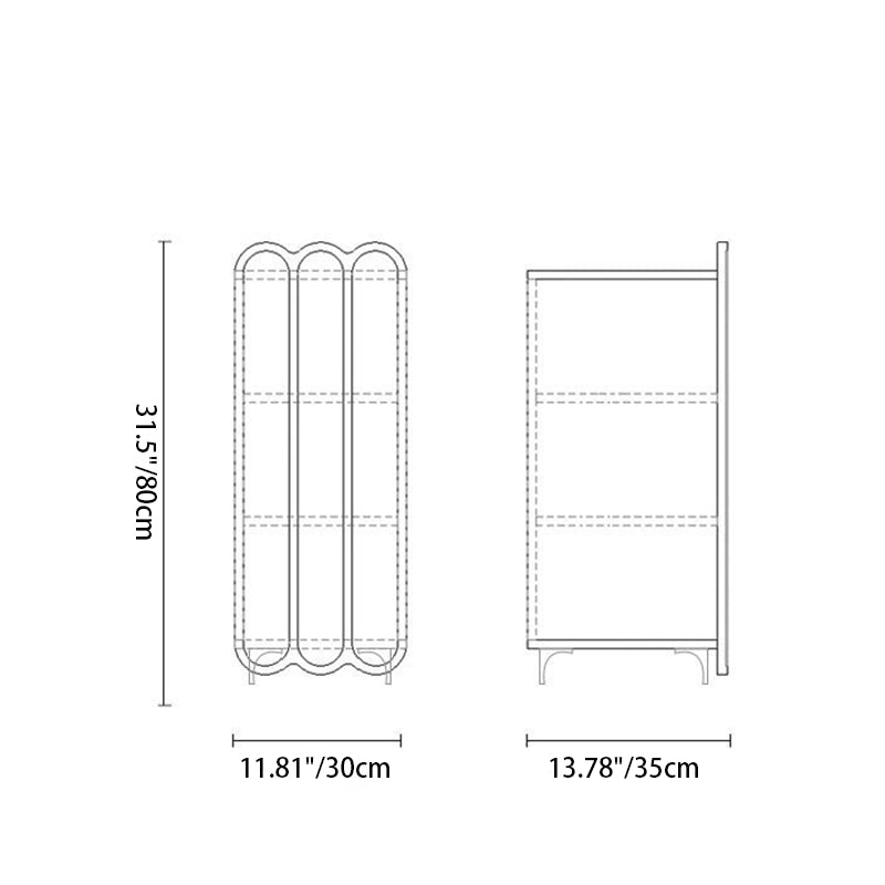 Scalloped Front Shoe Cabinet 4 Tier Wood Metal