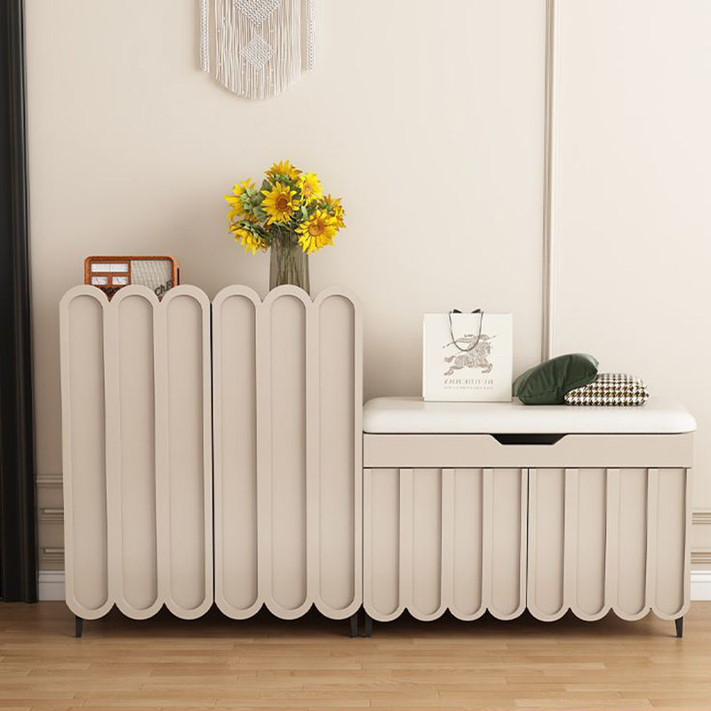 Scalloped Front Shoe Cabinet 4 Tier Wood Metal