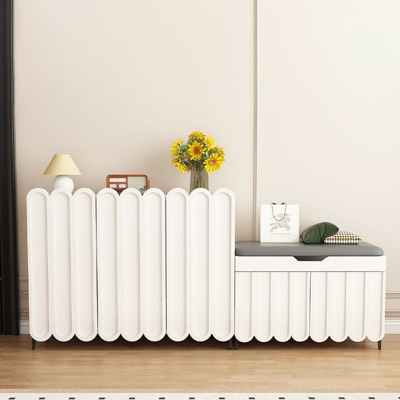 Scalloped Front Shoe Cabinet 4 Tier Wood Metal