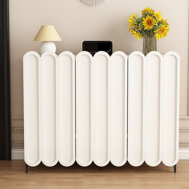 Scalloped Front Shoe Cabinet 4 Tier Wood Metal