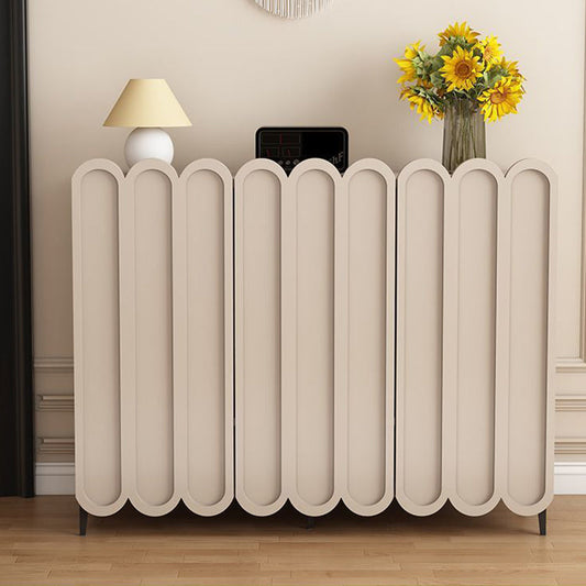 Scalloped Front Shoe Cabinet 4 Tier Wood Metal