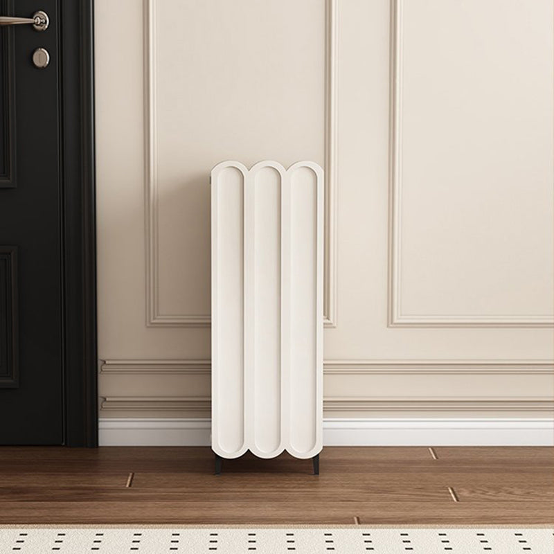 Scalloped Front Shoe Cabinet 4 Tier Wood Metal